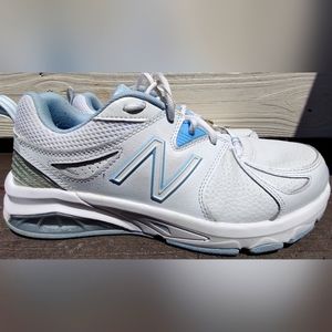 New Balance WX857WB2 White and Carolina Blue Walking, Jogging Sneaker Shoe
